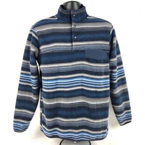 Southern Grit Blue Gray Striped T Snap Fleece Pull